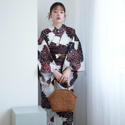 Nico@ntique ニコアンティーク 花柄浴衣・オレンジ帯セット 古典