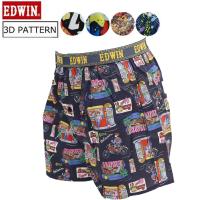 EDWIN エドウィン トランクス メンズ 綿100％ 前開き 布帛 プリント おしゃれ 下着 パンツ トレンド柄 春夏 新作