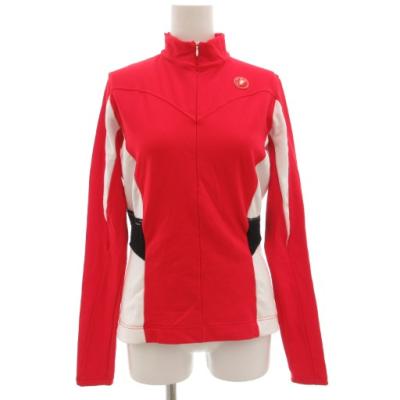 カステリ castelli サイクルジャージ ハーフジップ ロゴ 裏起毛 L 赤 