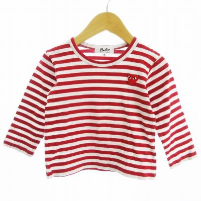 ❁PLAY COMME des GARCONS カットソー ロンTボーダー 赤 PLAY COMME des GARCONS 半袖Tシャツ・カットソー ボーダーロン