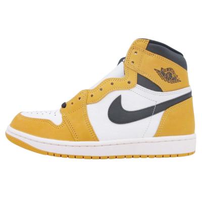 エアジョーダン 1 ホワイト/イエロー ハイカット24.5cm ナイキ エアジョーダン1 ハイカット スニーカー シューズ