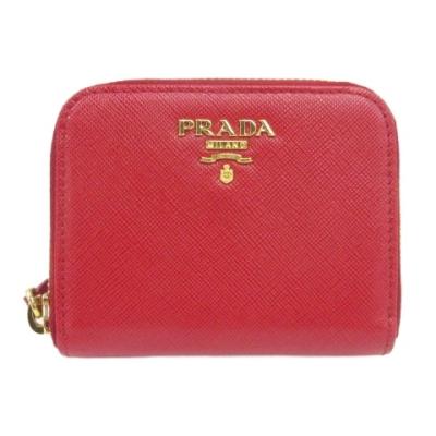 【美品】PRADA 小物入れ　ミニポーチ　赤　ポーチ　サフィアーノ　コインケース 無地 レッド（赤）系 PRADA(プラダ) コインケース・小銭入れ