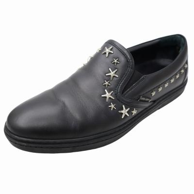 【中古】ジミーチュウ JIMMY CHOO SPORTCALF W/SUPERNOVA STARS レザー スター スタッズ スリッポン 44 ブラック ジミーチュウ JIMMY CHOO SPORTCALF W/SUPERNOVA STARS スポーツカーフ