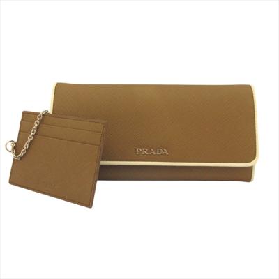 PRADA サフィアーノレザー 長財布 ブラウン PRADA レディース財布（色：ブラウン系）｜ファッション