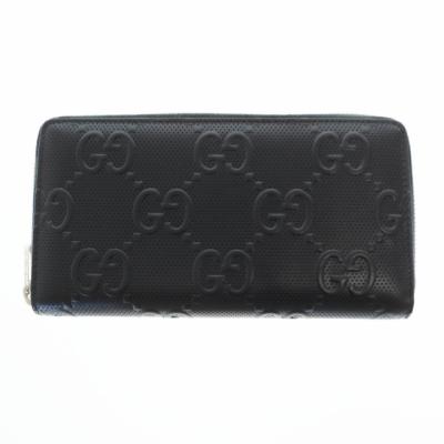【美品】GUCCI グッチ　長財布　エンボスロゴ　GGロゴ　茶　黒　折財布 GGキャンバス グッチ財布 GUCCI 二つ折り財布 メンズ GGナイロン