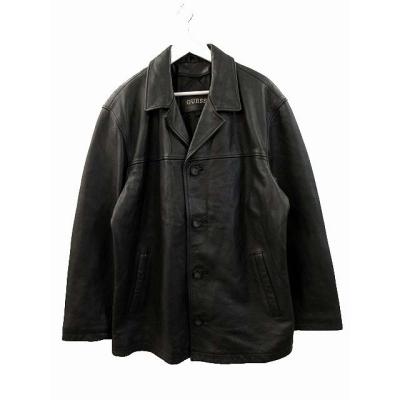 雰囲気抜群 ビッグサイズXXL GUESS レザー カーコート ブラック 雰囲気抜群 ビッグサイズXXL GUESS レザー カーコート ブラック メンズ