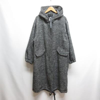 【美品】ミズイロインド フード付きワイドスプリングコート ドロップショルダー 美品】ミズイロインド フード付きワイドスプリングコート ドロップ
