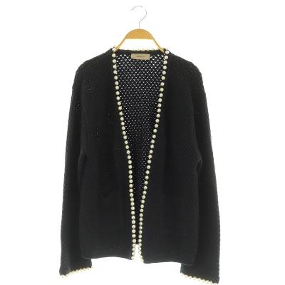 JUSGLITTY - ジャスグリッティー パール付 カーディガン グレー ニット 23SS トップス JUSGLITTY - ジャスグリッティー パール付 カーディガン グレー