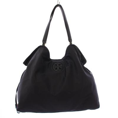 【美品】ToryBurch ショルダーバッグ 巾着型 ナイロン レザー 黒色 美品】ToryBurch ショルダーバッグ 巾着型 ナイロン レザー 黒色