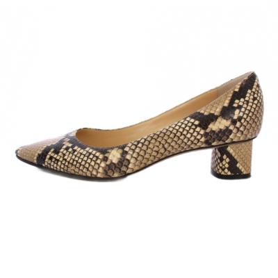 【新品未使用】PELLICOペリーコ　パイソン柄ヒールベージュパンプス　36 ペリーコ パンプス パイソン（レディースシューズ） | ファッション の