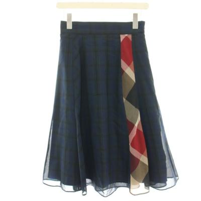 ブルーレーベルクレストブリッジ フレアスカート ひざ丈 チェック 切替