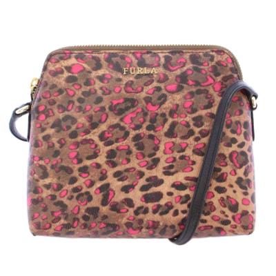 美品】フルラ ショルダーバッグ ワンショルダー 2way ヒョウ柄 黒 