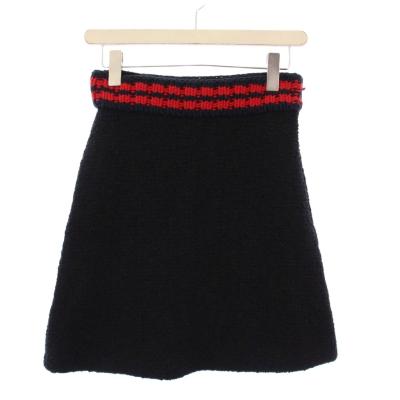 GUCCI（グッチ） ツイード 台形スカート ひざ丈 38 黒 409364 /KH