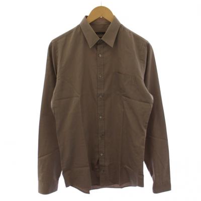 グッチ　長袖シャツ　茶　M〜L相当　コットン100% GUCCI メンズシャツ、カジュアルシャツ｜トップス｜ファッション