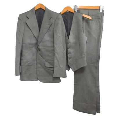 【中古】イヴサンローラン 美品 90s ヴィンテージ 3ピース スーツ セットアップ 2B 総裏 グレー S-M IBO84 Yves Saint Laurent（イヴ・サンローラン） 美品 90s ヴィンテージ 3