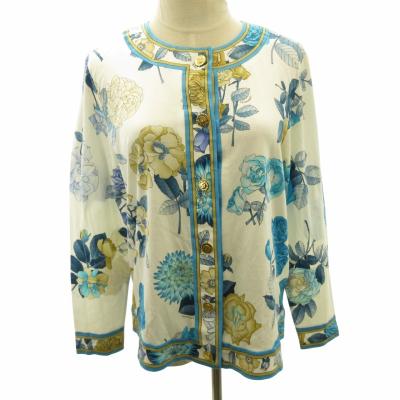 極美品■レオナール　フラワープリント　プルオーバー　シルク　ブラック　L レオナール 公式オンラインショップ