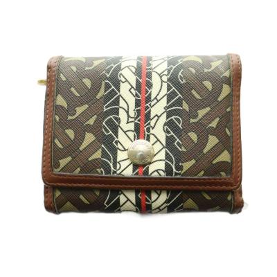 バーバリー TBモノグラム ストライプ 三つ折り財布 総柄 茶 ブラウン BURBERRY（バーバリー） （新品・未使用品）バーバリー BURBERRY TB