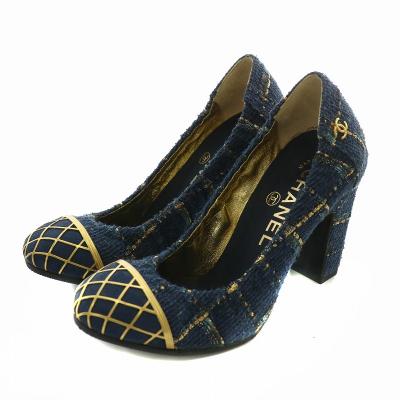 CHANEL シャネル レディース ネイビー ヒール6cm CHANEL シャネル レディース ネイビー ヒール6cm CHANEL