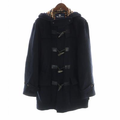 【中古】アクアスキュータム AQUASCUTUM ダッフルコート ロング 長袖 総裏地 トグルボタン メルトン フード 40 XL アクアスキュータム AQUASCUTUM ダッフルコート ロング 長袖 総裏地