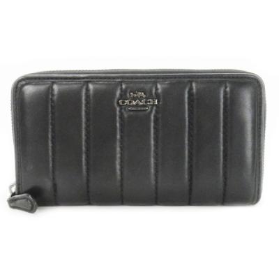 ⭐️新品未使用品✨COACH ブラック キルティング　長財布 COACH】キルティングレザー×馬車ロゴ 長財布 ブラック ラウンド