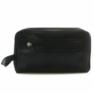美品 ヴェルサーチ レザー クラッチバッグ メデューサ ロゴ型押し ブラック ジャンニヴェルサーチ GIANNI VERSACE セカンドバッグ クラッチ
