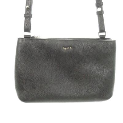 新品★アニエスベーagnes b.ロゴ牛革ミニショルダーバッグ黒★本革レザー レザーミニショルダーバッグ 