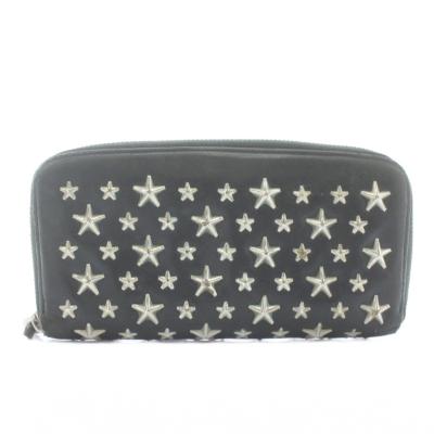 ジミーチュウ　星型スタッズ　スター　グレー　二つ折り　ジッパー　箱あり JIMMY CHOO（ジミーチュウ） スター スタッズ 二つ折り 財布 - グレー