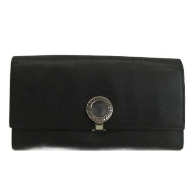 BVLGARI（ブルガリ） 長財布 二つ折り レザー ロゴ シルバークリップ
