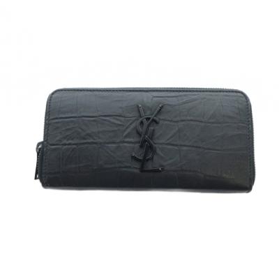 美品✭男女兼用/サンローラン　長財布 黒+ゴールド サンローラン SAINT LAURENT 財布 長財布 ラウンドファスナー 414570