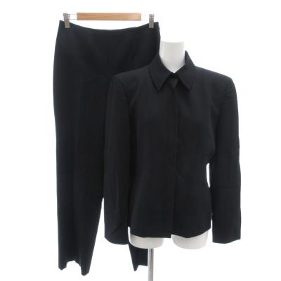 エンポリオアルマーニ 美品 セットアップ ジャケット パンツ ウール 40 黒 EMPORIO ARMANI (エンポリオアルマーニ) ストレッチウールツイル