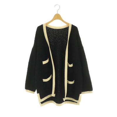♡極美品♡ ADORE アドーア　カーディガン　ニット　オーバーサイズ　黒 Ada. カーディガン 袖口のカラーがアクセント♪ 袖口配色 オーバー