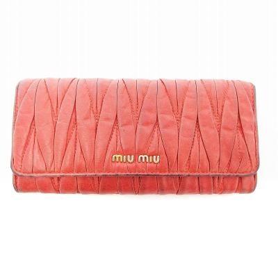 miu miu ミュウミュウ　二つ折り長財布　カーフ　パスケース・専用箱付　赤 楽天市場】ミュウミュウ 財布 MIUMIU レディース 二つ折り長財布
