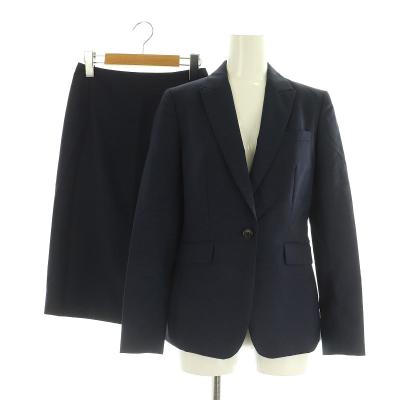 未使用級 ユナイテッドアローズ 3点セット ノーカラー パンツスカートスーツ 紺 未使用級 ユナイテッドアローズ 3点セット ノーカラー パンツスカート