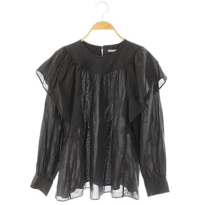 極美品 セオリーリュクス 24SS リネン混 ブラウス　38　黒 セオリーリュクス theory luxe 24SS Lineco Iris ローゲージ