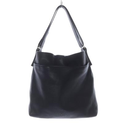 美品　ヒロフ ショルダーバッグ ハンドバッグ ブラック レザー HIROFU 美品 ヒロフ レザー ロゴ ショルダーバッグ ブラック