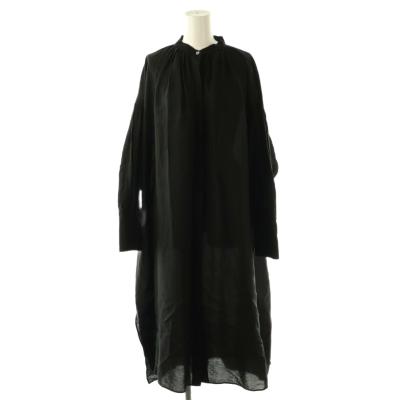 極美品✨️プルミエアロンディスモン　ウール　ロングジレ　サイドスリット　黒　38 極美品 プルミエアロンディスモン ウール サテン キーネック ギャザー