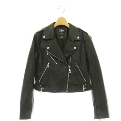 ZARA WOMAN ブラック レザーライダースジャケット S ZARA レザー
