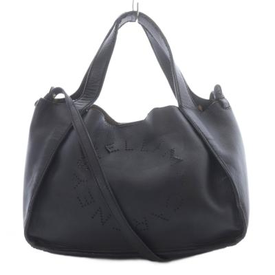 美品 ステラマッカートニー レザー ショルダーバッグ パンチング ブラック 美品 ステラマッカートニー レザー ショルダーバッグ パンチング