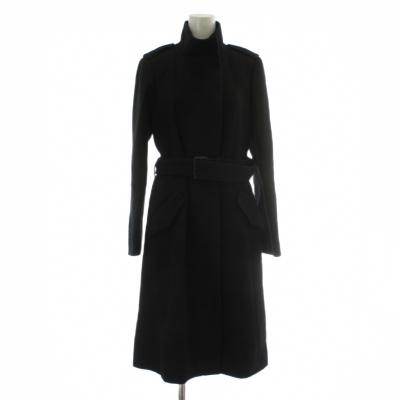 AMACA アマカ　ロングコート カシミア混　38 黒 未使用・タグ付き AMACA ロングコート カシミヤ混 ブラック リボン Aライン - メルカリ