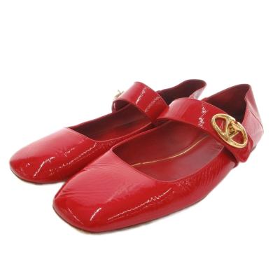 2L26 VALENTINO GARAVANI ヴァレンティノ ガラヴァーニ ゴールドチェーン フラットシューズ 38 レッド レザー シューズ イタリア製 2L26 VALENTINO GARAVANI ヴァレンティノ ガラヴァーニ ゴールド