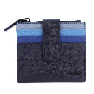 新品同様 極美 PRADA プラダ 二つ折り財布 ナイロン サフィアーノ 三角 ☆送料関税込☆PRADA プラダ サフィアーノ メタル 二つ折り財布