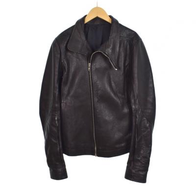 今だけ値下げ！Rick Owens ブラック レザージャケット Rick Owens リックオウエンス レザージャケット OUTERSHIRT