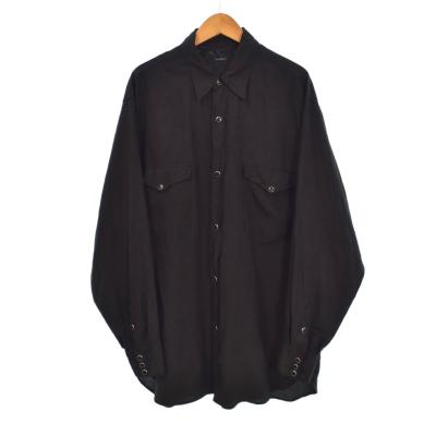 コモリ シルク ローブボタン ノーカラー ジャケット シルク ブラック