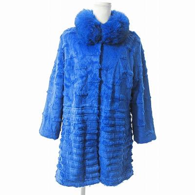 未使用✨ビバプレスト 人気横段 ラビット毛皮 ノーカラーコート ファー 軽量38 未使用✨ビバプレスト 人気横段 ラビット毛皮 ノーカラーコート ファー