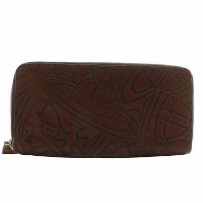 【新品未使用】長財布　ブラウン　ロゴ付き ラウンドジップ　ヴィヴィアン　レザー ヴィヴィアン・ウエストウッド ラウンドファスナー財布の