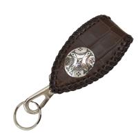 ワニ革 キーホルダー ベルトループ キーリング ベルト用 クロコ 艶無し