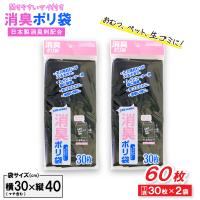 消臭袋 ゴミ袋 ポリ袋 30枚 ×2袋 40cm×24cm マチ付き 黒色 ペット 生ゴミ おむつ | わごんせる金橋