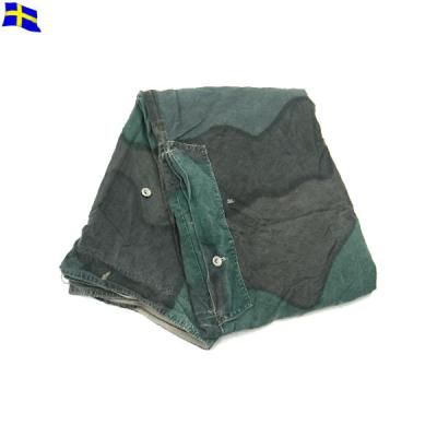 スウェーデン軍テントシート＊濃いめ スウェーデン軍放出品 テントシート 軍幕 トライアングル 迷彩 [ 並品