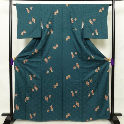 小紋 飛び柄 小花模様 花柄地模様 青竹色 ますいわ屋 K-4363