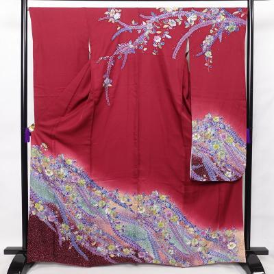 振袖 ちりめん 作家物 落款 辻が花 辻ヶ花 トールサイズ　絞り 最高級振袖、絹100%「丹後ちりめん・辻が花絞り銀糸入り」